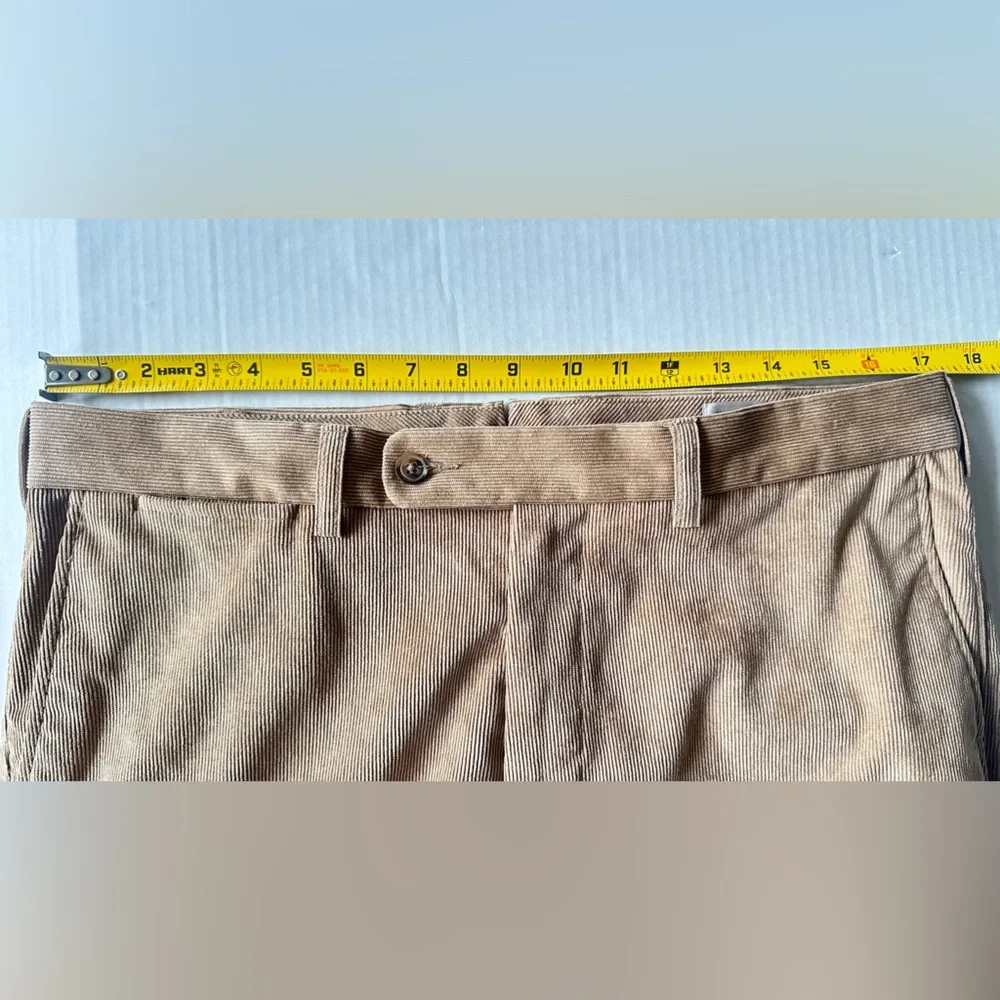 Peter Millar Pants Men 34x31 Brown Nanoluxe Corduroy Flat Front‎ Casual Normcore